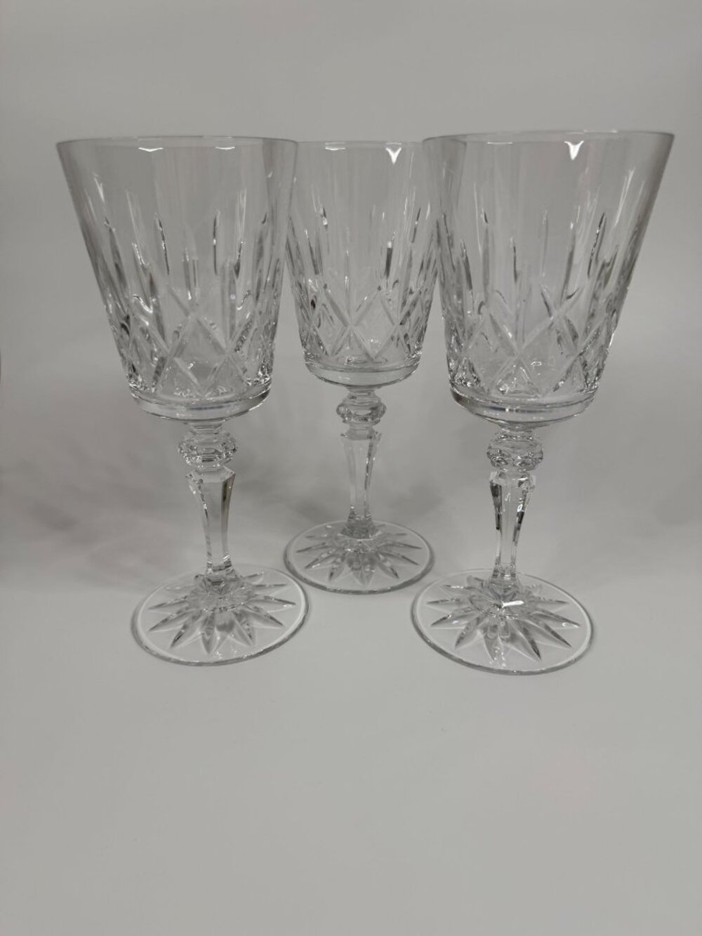 Galway Baldmore Irish Lead Crystal Water or Wine Goblets, approx. 7.75" tall